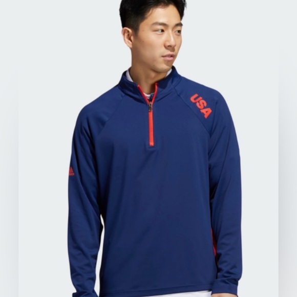 Adidas USA Mid-weight Layer Golf Sweatshirt NWT 1/4 Zip Size Medium - Picture 1 of 8